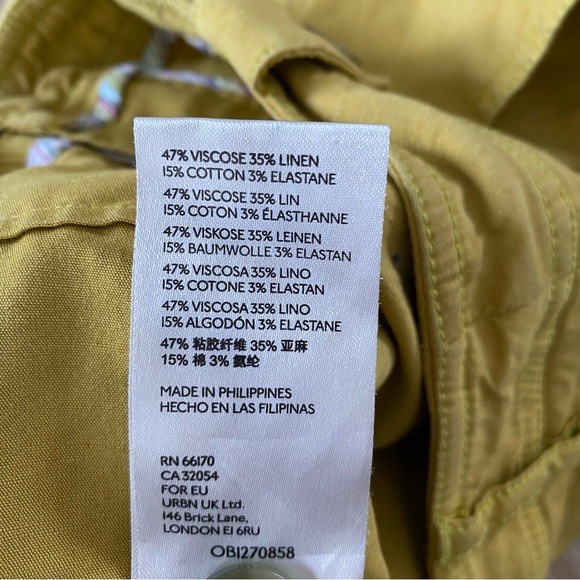 Maeve By Anthropologie Elena High Waist Linen Blend Green Cargo Shorts Size 6 - Picture 4 of 4